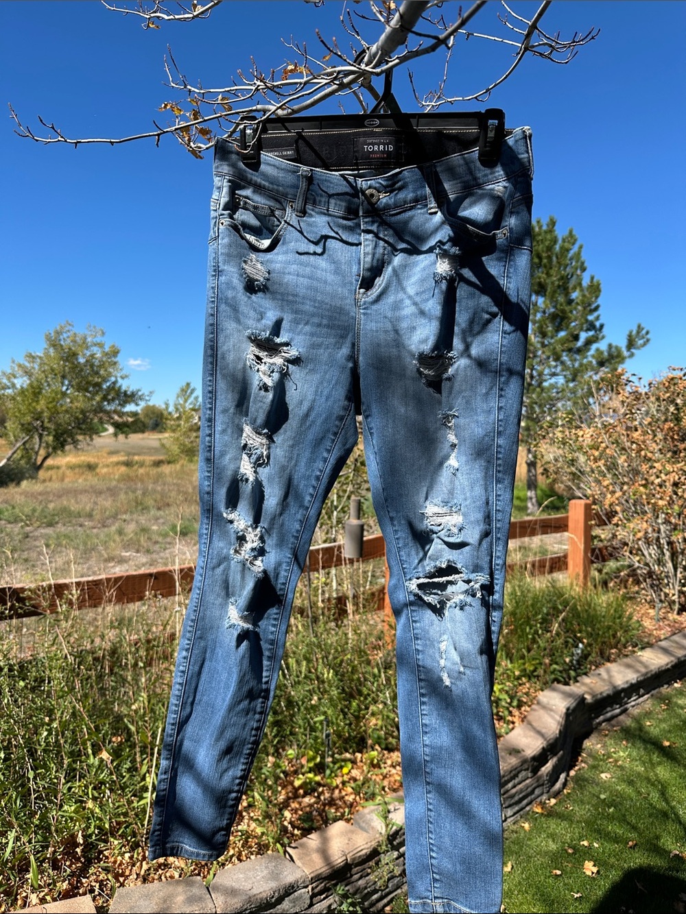 torrid Medium Light Blue Distressed Skinny Jeans